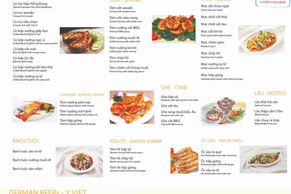 Thực đơn thường được thấy ở nhà hàng 5 Sao
